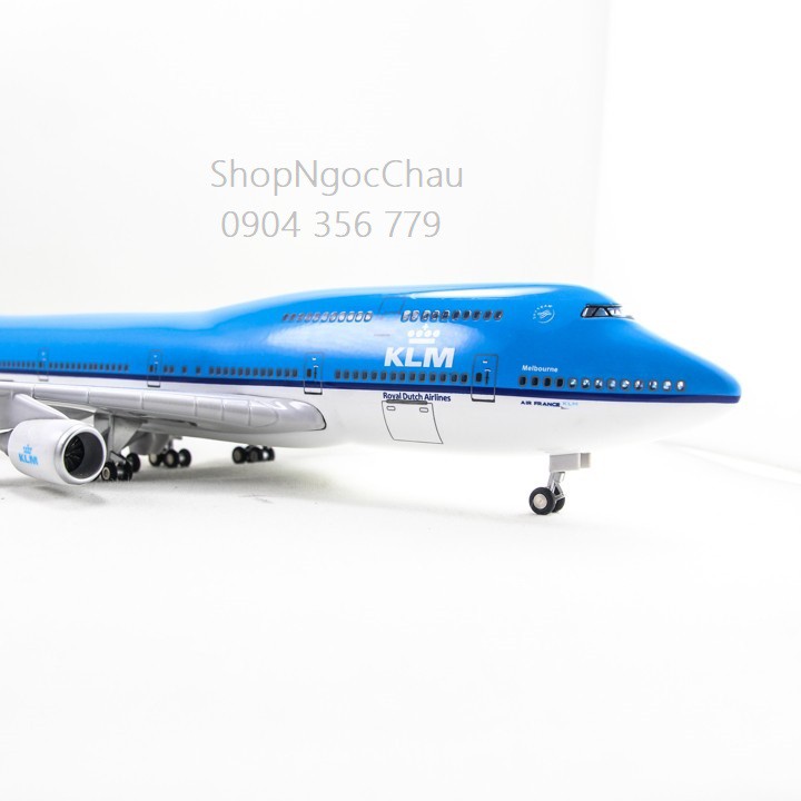 Mô hình máy bay KLM Royal Dutch Airlines Boeing B747 47cm có bánh xe và đèn led