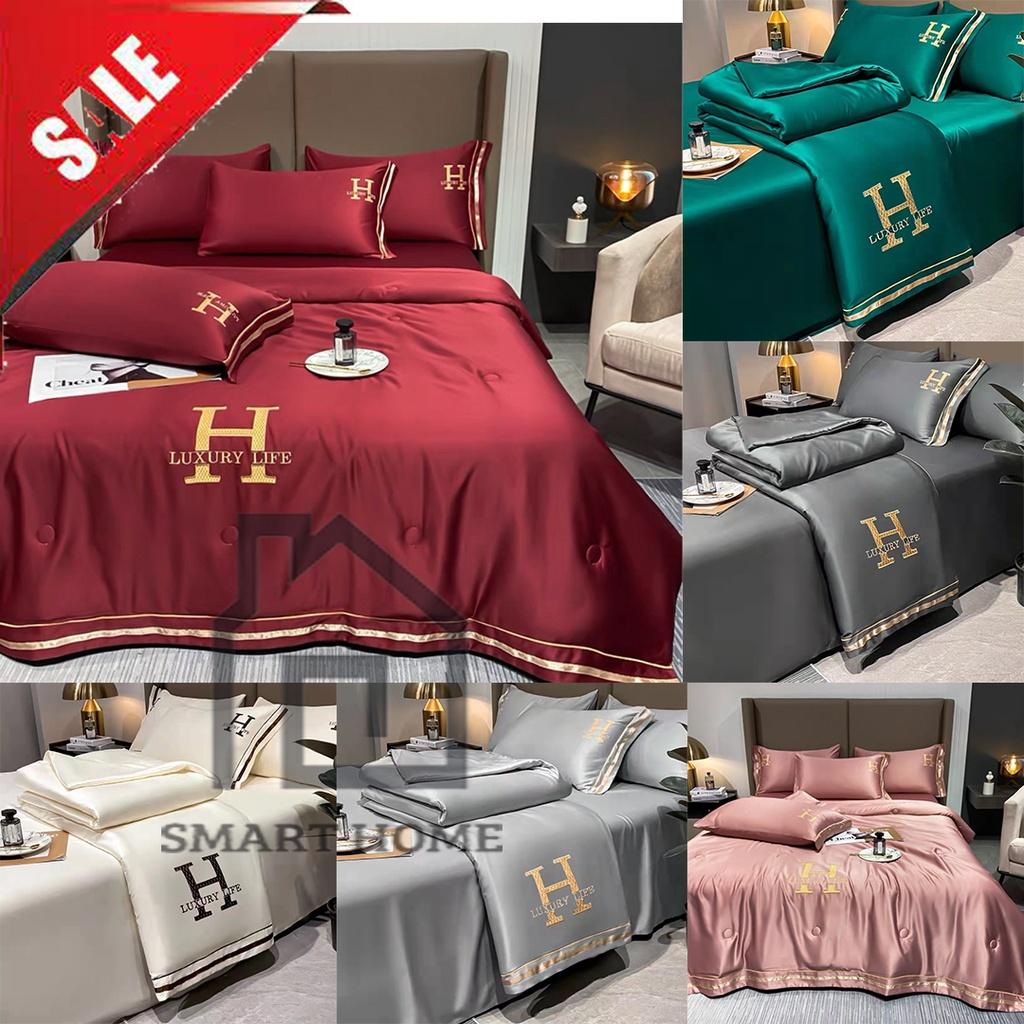 Bộ Chăn Ga Gối Chất Lụa Thái Phi Bóng Chăn Chần Bông Siêu Mềm Mịn - Chăn hè