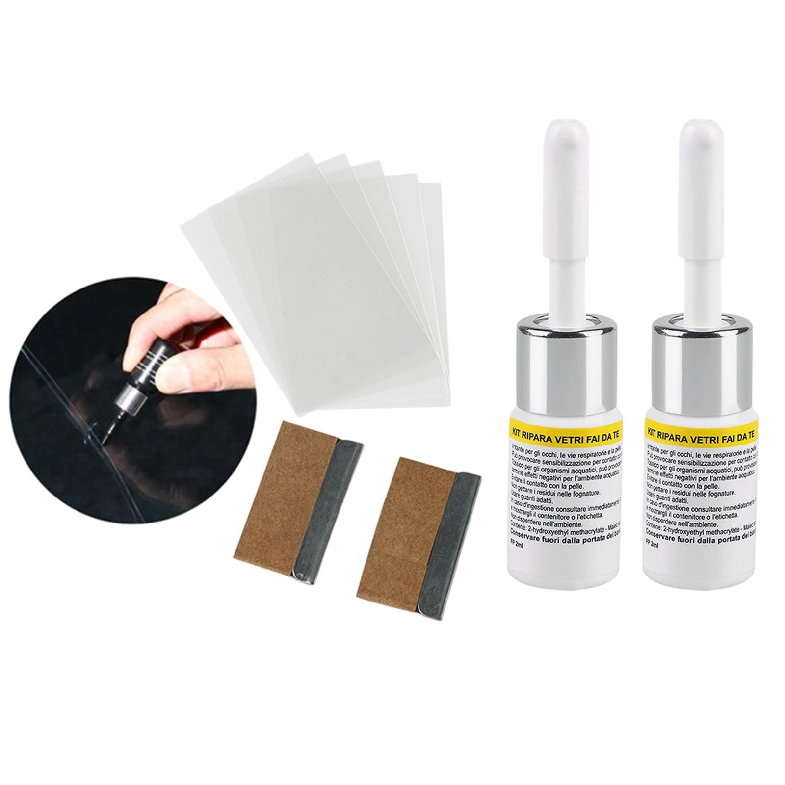 2x2Pcs Automotive Glass Repair Fluid Windshield Resin Crack Tool DIY Car Fix White