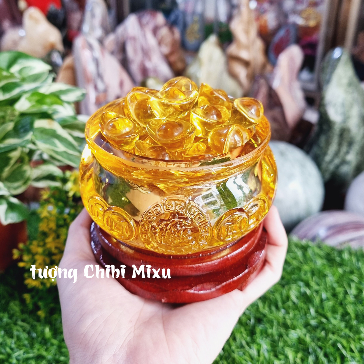Combo Bát Tụ Bảo 10cm kèm 43 thỏi vàng 2.5cm Thần Tài may mắn
