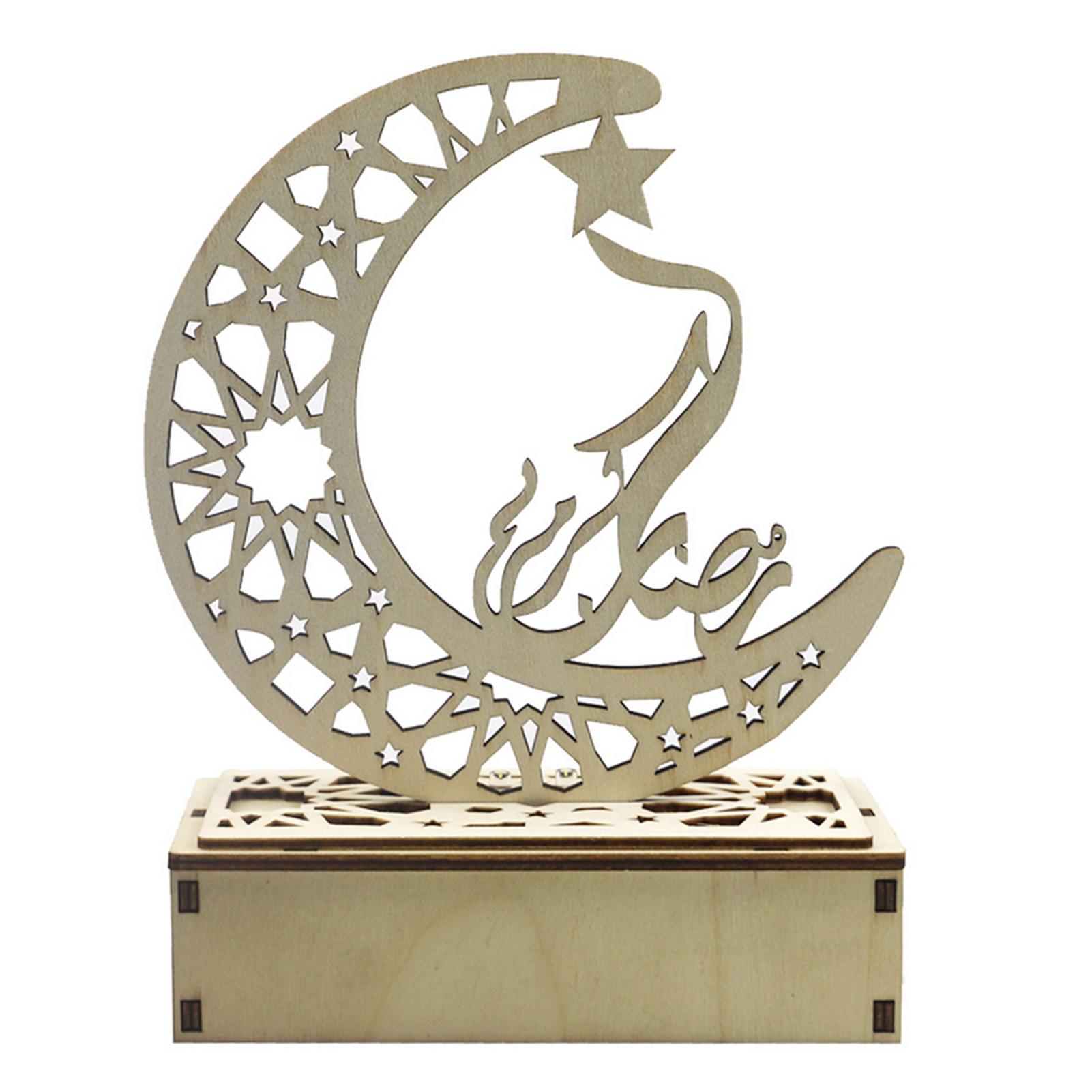 Đèn Ramadan bằng gỗ, hình mặt trăng dùng để trang trí nhà cửa, đèn ngủ, ...