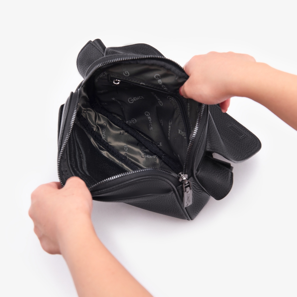 Túi Đeo Chéo Nam Túi Nam Hàng Hiệu GENCE TZ02 Chất Liệu Da Bò Cao Cấp Màu Đen