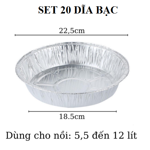 Khay Giấy Bạc Lót Nồi Chiên Không Dầu, dĩa Đựng Thực Phẩm GD661-DiaBac22cm