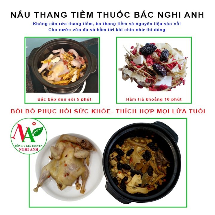 Thuốc Bắc Hầm Gà Gói 100g Đông Y Nghi Anh (Thang Tiềm Gà, Vịt Nấu Lẩu 11 Vị) Có Đông Trùng Hạ Thảo