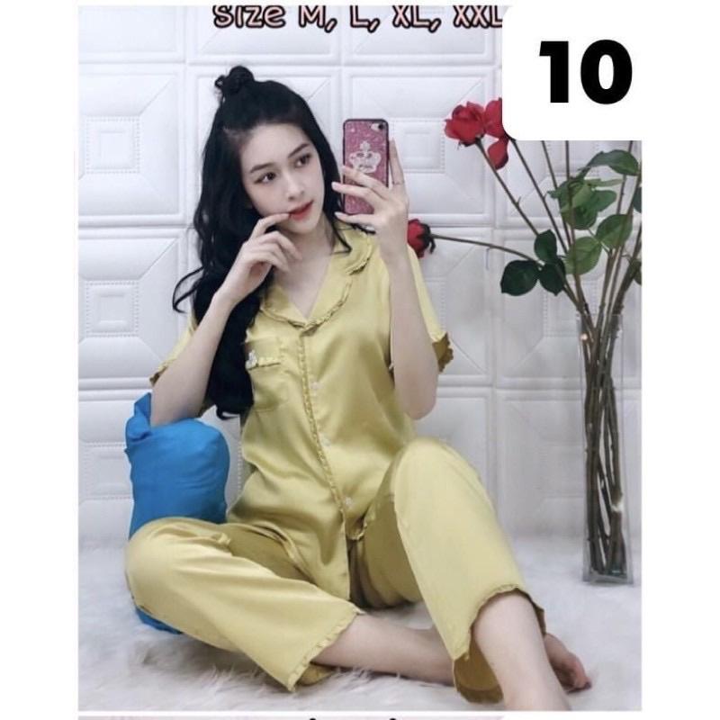 Bộ Pijama Lụa Satin Quần Dài - Tay Ngắn