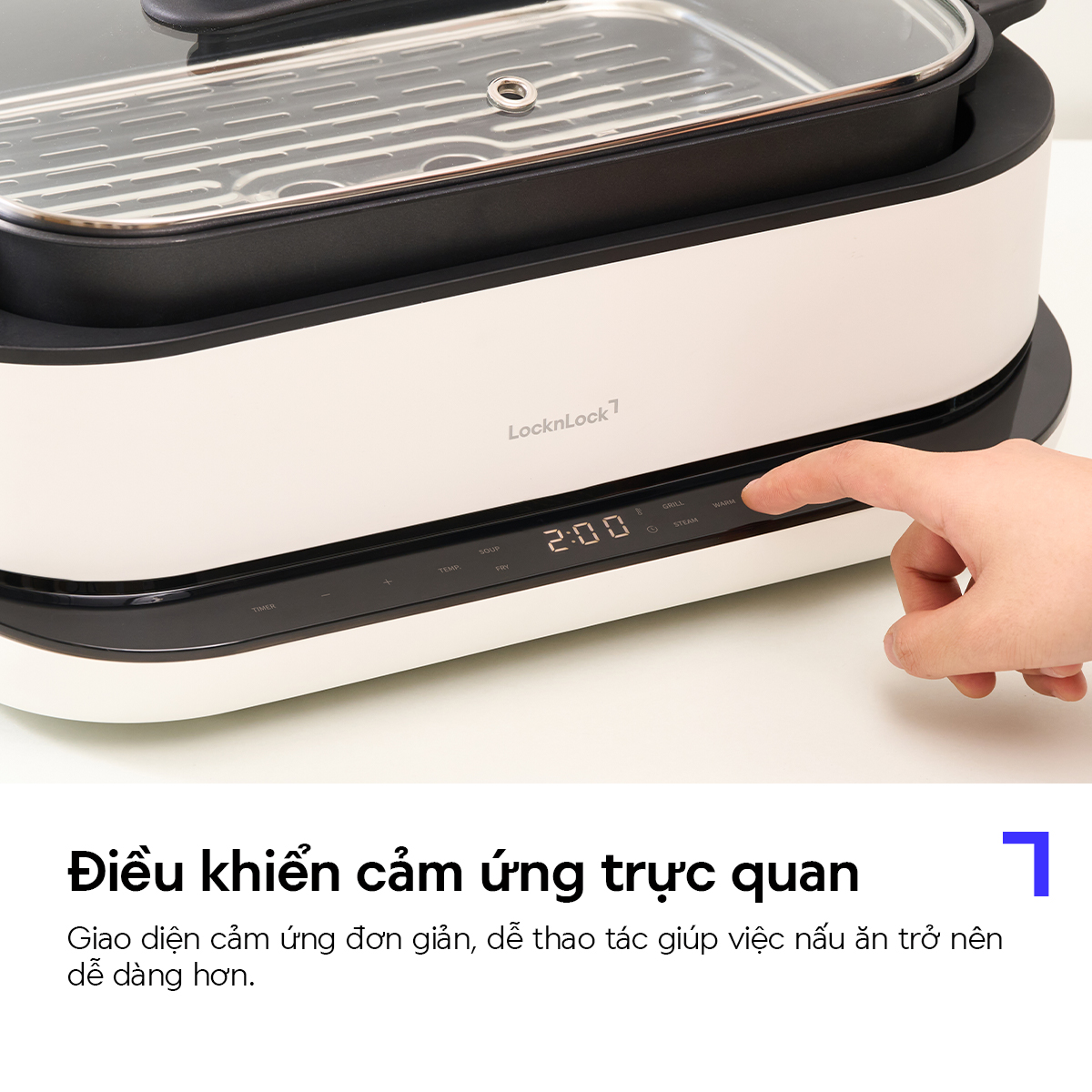 Nồi Điện Đa Năng LocknLock EJP261WHT Dung Tích 6L, Hàng Chính Hãng, Tùy Chỉnh Công Suất Và Hẹn Giờ - JoyMall