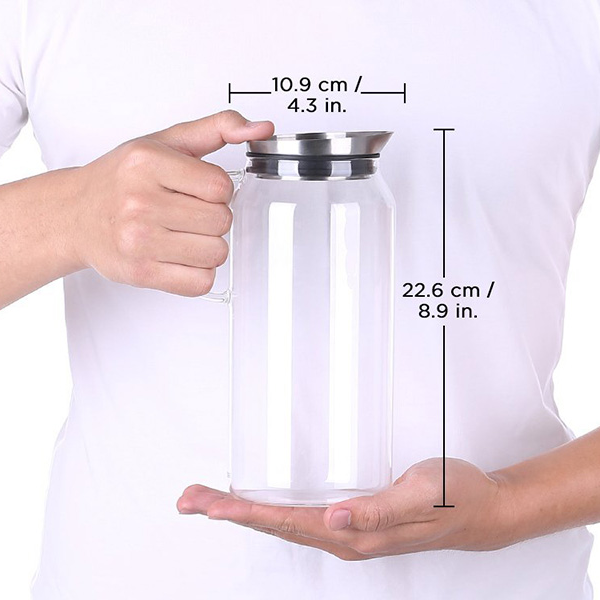 Bình nước thủy tinh chịu nhiệt nắp inox S063 1300mL