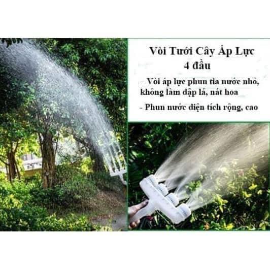 VÒI TƯỚI CÂY ÁP LỰC 4 ĐẦU Sprink Water tiện dụng