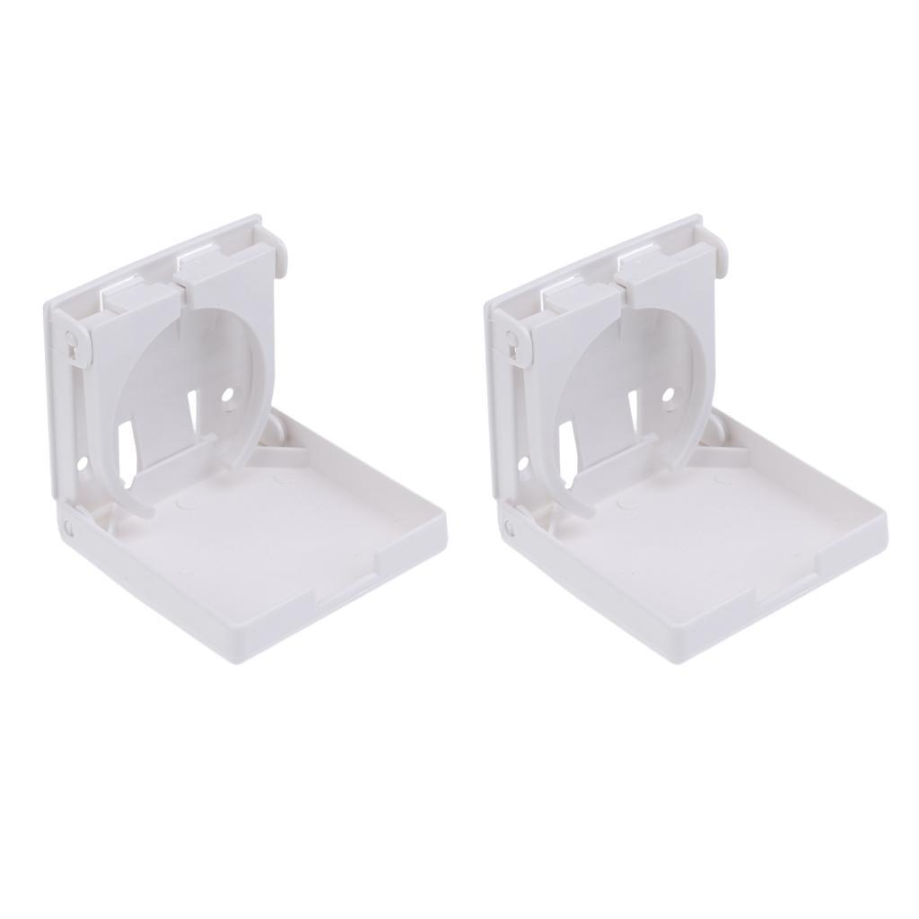 2 Pieces Adjustable Folding White Nylon Beverage Drink Can Cup Holders - Boat/Marine/Caravan/Car/RV