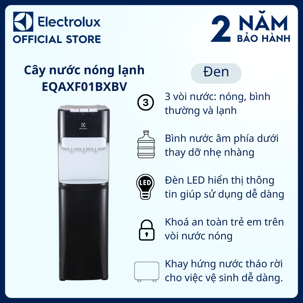 Cây nước nóng lạnh Electrolux đen bình nước âm, EQAXF01BXBV Sức khoẻ và vệ sinh  [Hàng chính hãng]