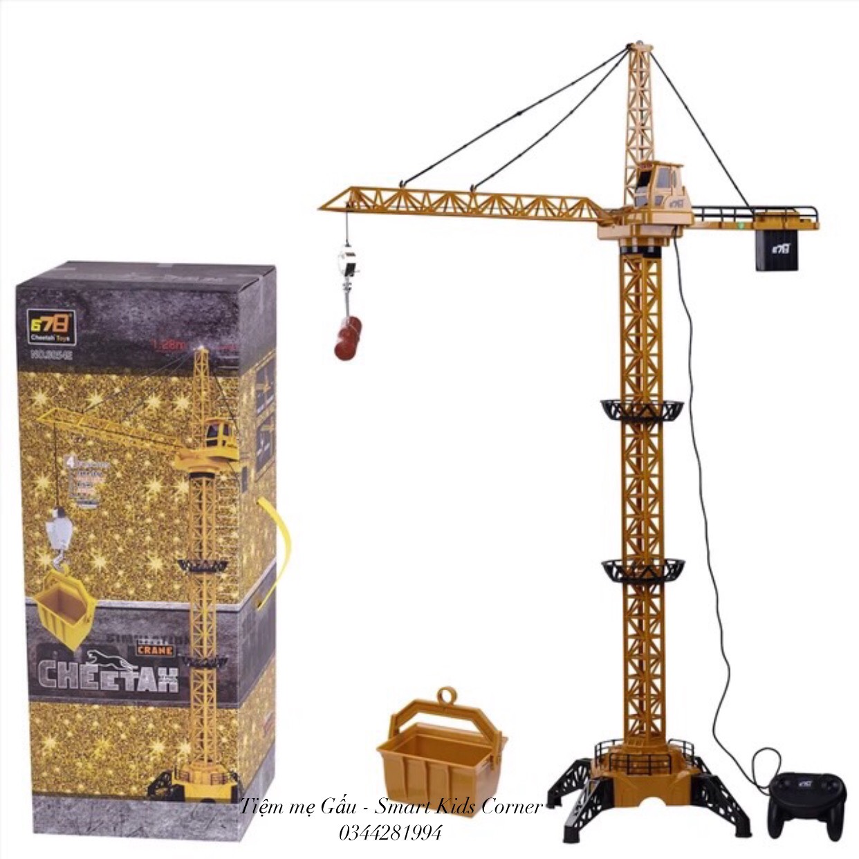 ĐỒ CHƠI ĐIỀU KHIỂN THÁP CẦN CẨU TOWER CRANE CỠ LỚN XOAY 360 ĐỘ