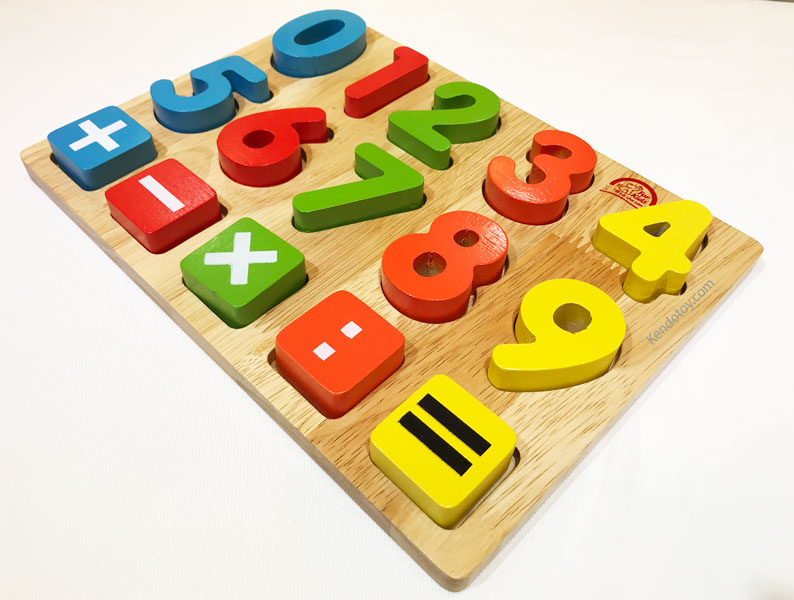 Bảng chữ số và dấu bằng gỗ nổi cộng trừ đồ chơi thông minh FK