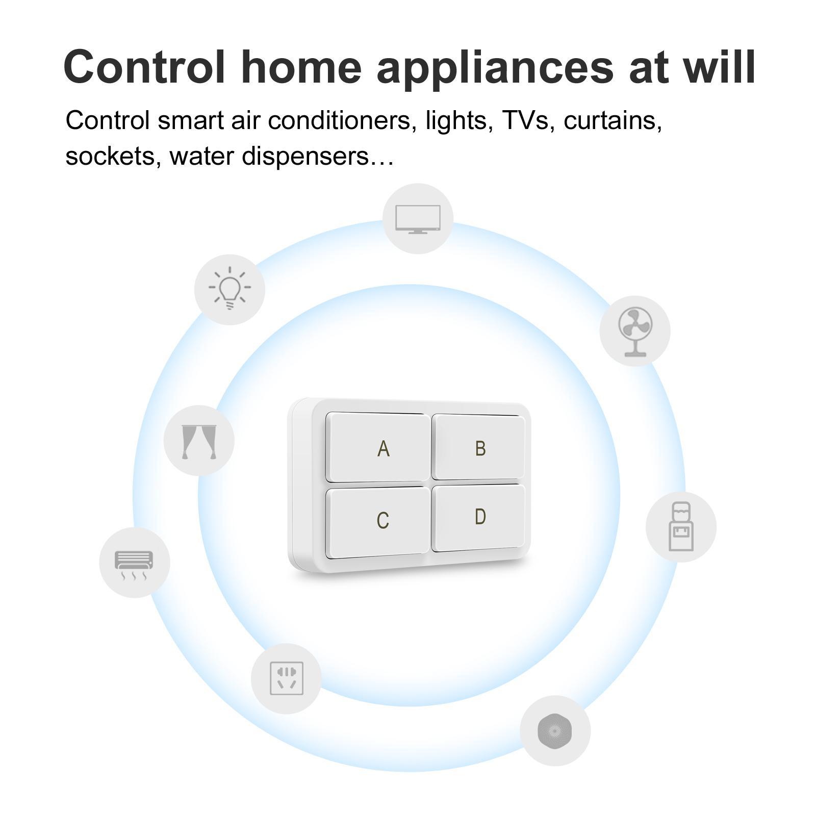 Wireless Smart Switch Button for Hub Required 4 Buttons for Curtains