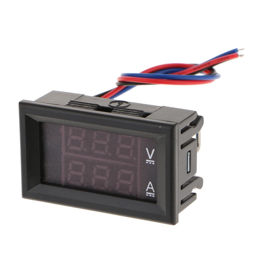 2-4pack DC 0-100V LED Motor Dual Display Digital Voltage Current Meter 10A