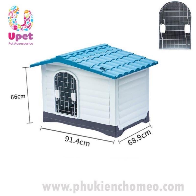 Nhà/ Chuồng cho chó  bằng nhựa 2 cửa có hiên XINDING Pet House 424 sử dụng ngoài trời cho thú cưng