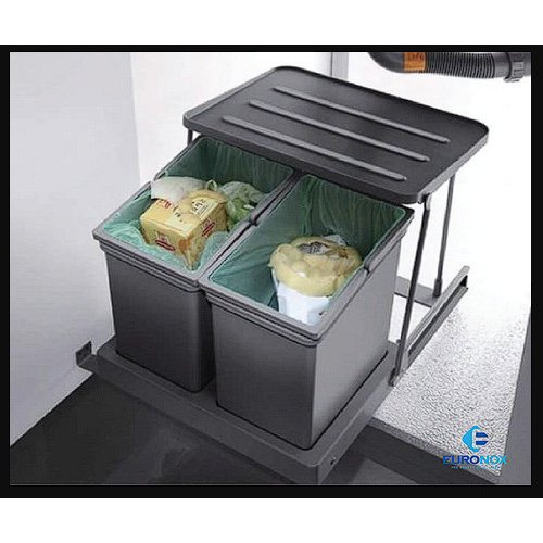Thùng đựng rác 2 khoang gắn cánh 2-Compartment Trash Can with Wings Attached