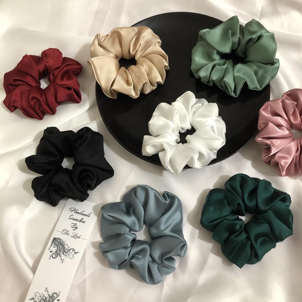 Scrunchies dây buộc tóc, cột tóc lụa satin cao cấp