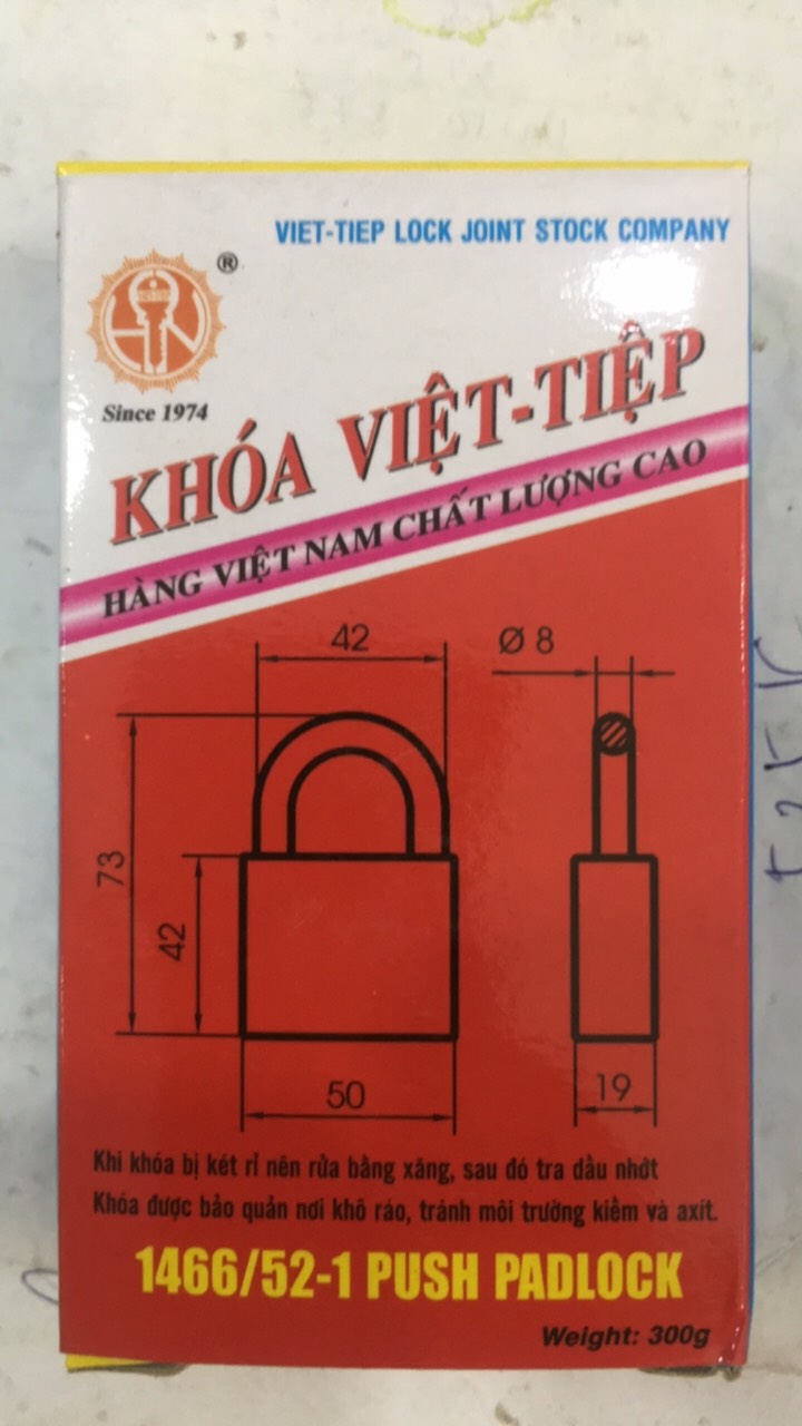 Ổ Khoá Việt Tiệp Hợp Kim Gang  Ống Phi 8 (Khoá Bấm)