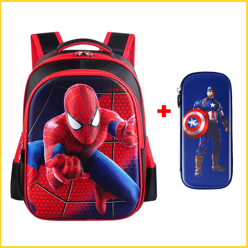 Balo Cặp Sách In Hình Siêu Nhân Người Nhện In Nổi 3D Dành Cho Học Sinh Cấp 1 Tiểu Học TE4