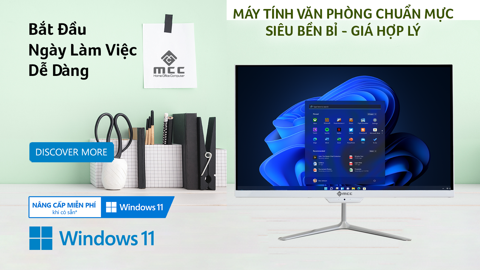 Bộ máy tính All In One MCC 4141P19 CPU Core i3 4150 Processor, 4GB DDR3, 120GB SSD, Camera, WIFI, Bluetooth, MIC, 19&quot; HD+ (Hàng chính hãng)