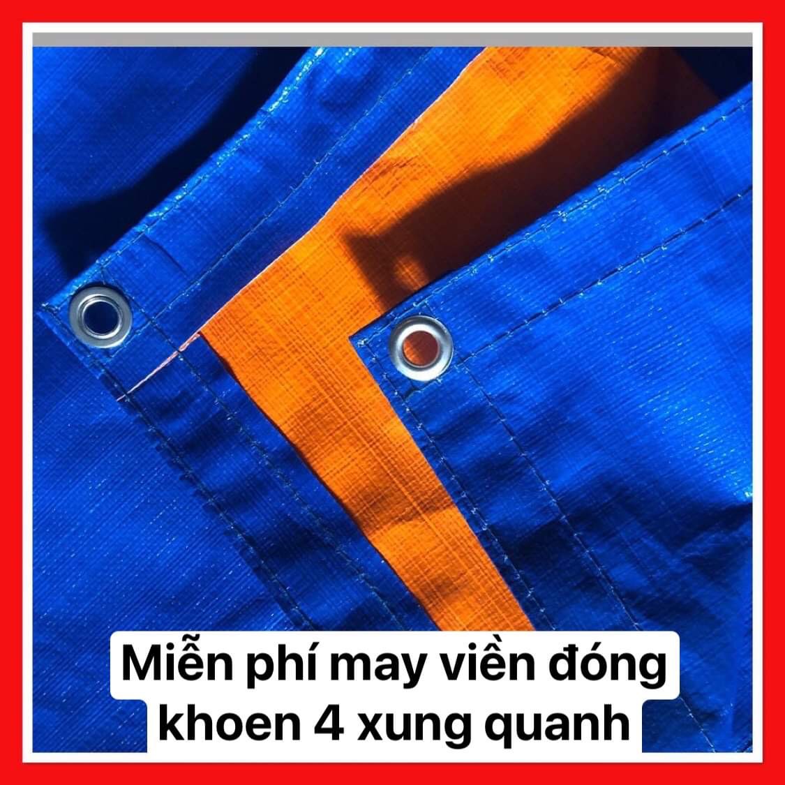 Bạt Che Nắng, Che Mưa Xanh Cam Hàn Quốc 3 Met (Đã May Viền Đóng Khoen Sẵn)