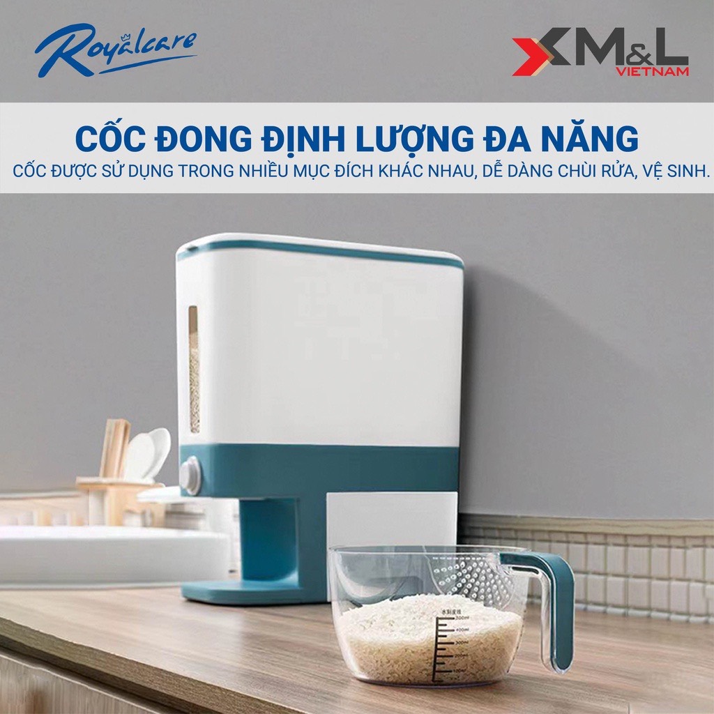 Thùng đựng gạo thông minh M&amp;L 12kg - bao gồm khay đựng ngũ cốc - chống ẩm mốc côn trùng