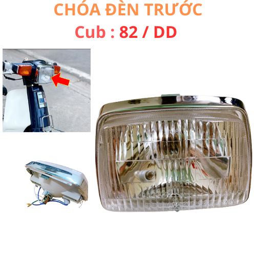 Cụm pha đèn trước dành cho xe Cub 82- Cub DD fuil bóng -nhựa cao cấp - LOẠI ĐẸP