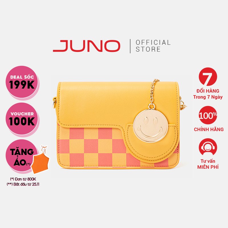 Túi Xách Nữ Thời Trang JUNO Cỡ Nhỏ In Họa Tiết Checkerboard TXN607