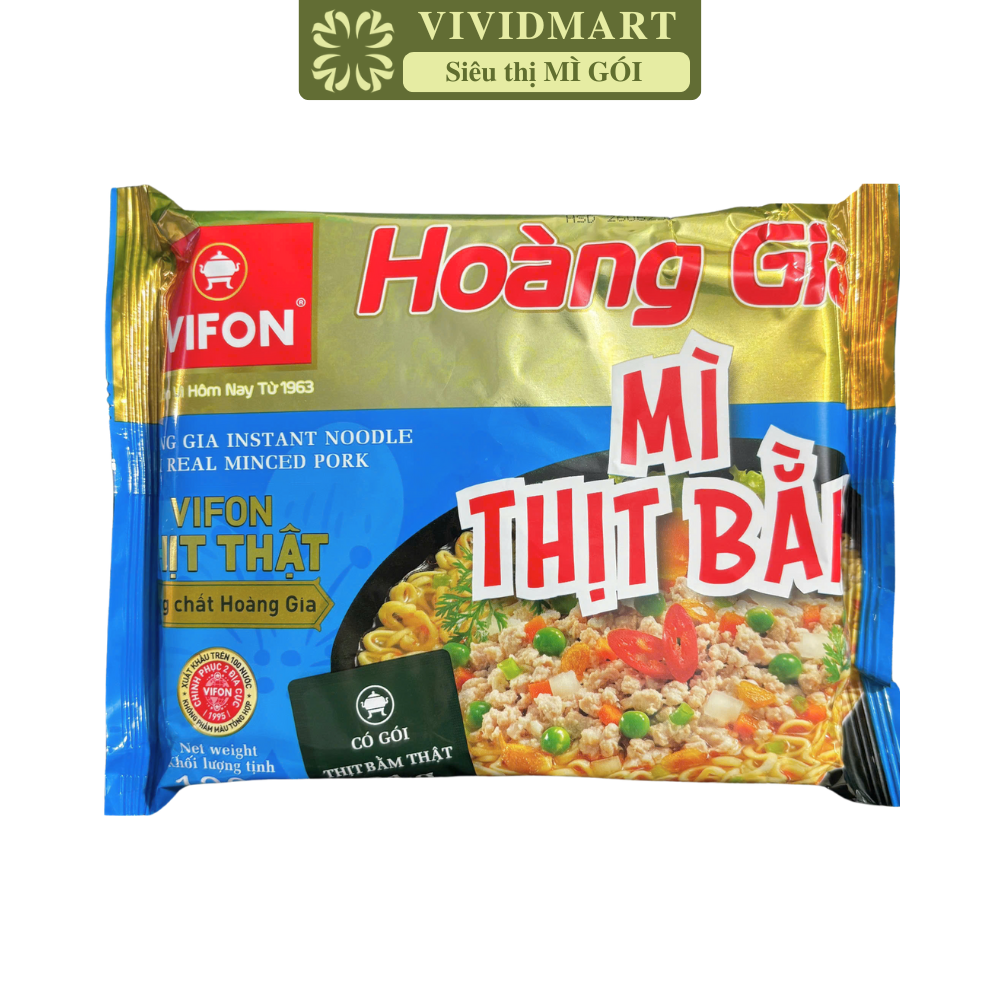 VIFON - Mì Hoàng Gia hương vị Thịt Bằm (có gói thịt bằm thật), Mì thịt bằm Hoàng Gia Vifon ăn liền (130g/gói)