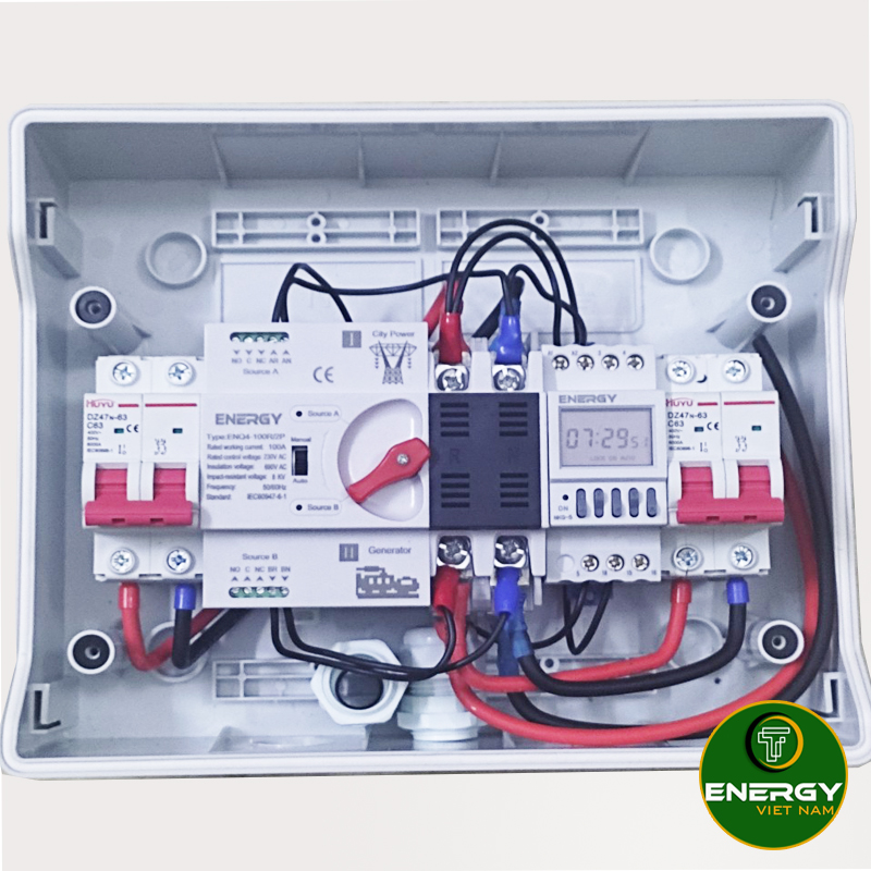 TỦ CHUYỂN NGUỒN TỰ ĐỘNG ATS 2P 125A - Tự Động Chuyển Nguồn 2 Công Tơ Theo Tuần - Thiết Bị Điện