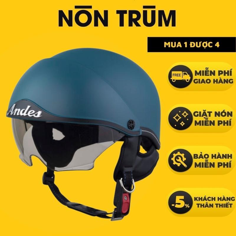 Non Bao Hiêm Andes 3S139 Lot Thao Rơi - Xanh Ximang Nhám