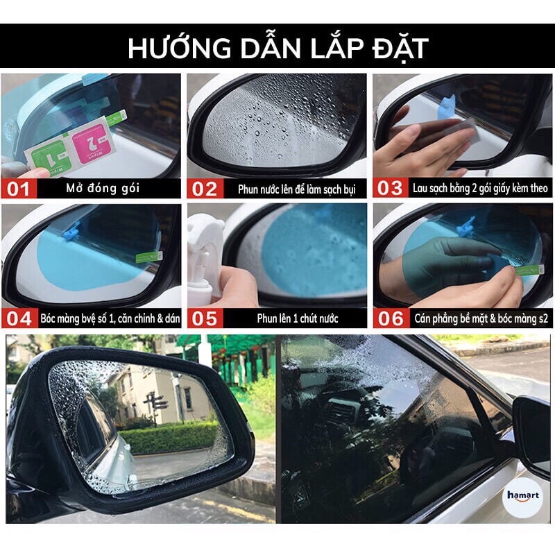 Combo 2 miếng dán chống bám nước gương ô tô , xe hơi cao cấp hình ovan bảo vệ gương chiếu hậu không bị trầy xước