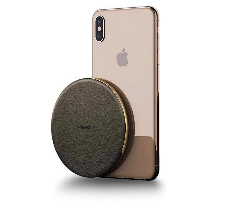 Sạc dự phòng không dây PISEN Pro Wireless Charging Base (TS-C016W ,Led , Smart chip , 10W)  Gold _ hàng chính hãng