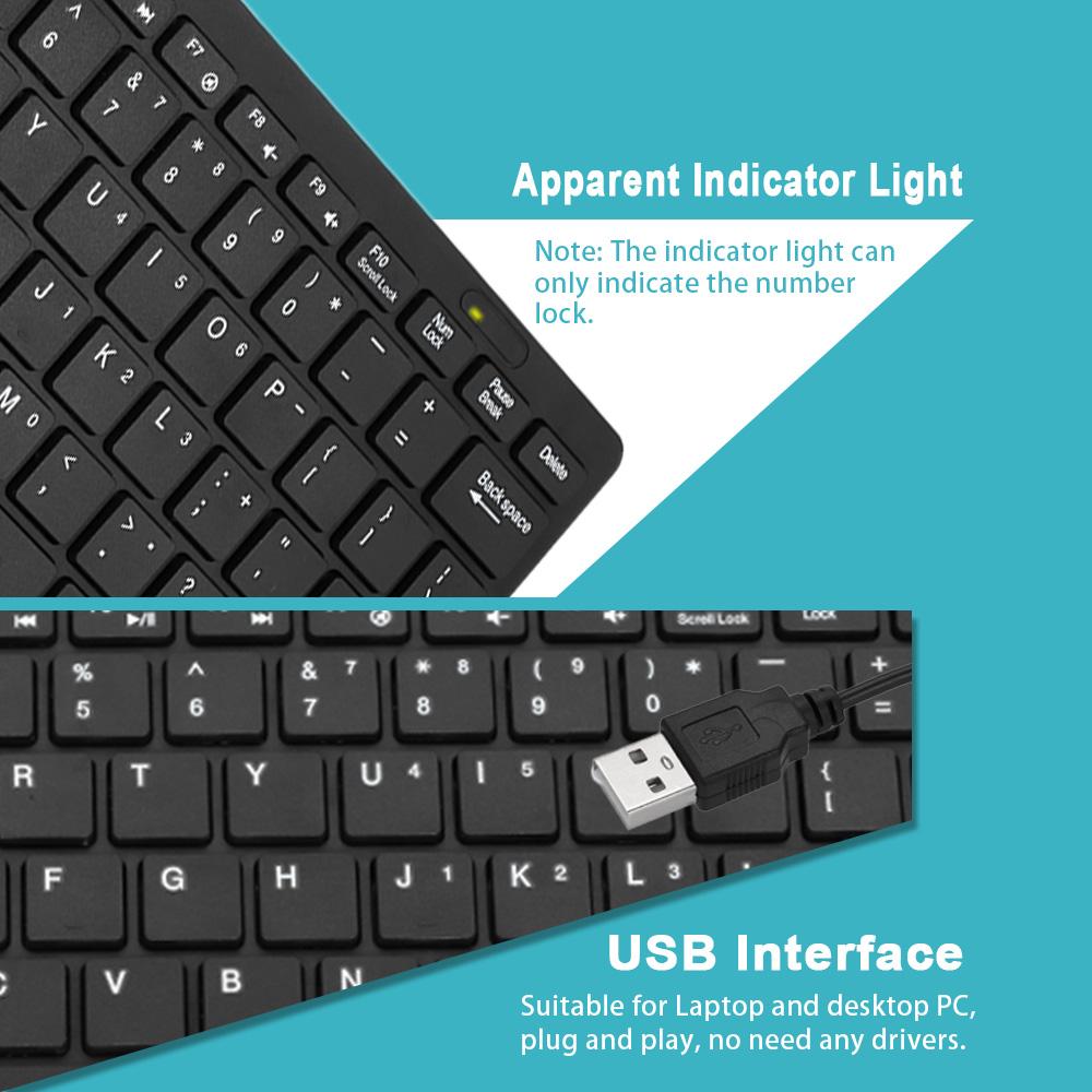 Bàn phím K-1000 USB có dây mini 78 Phím chống thấm nước cho Máy tính xách tay Máy tính để bàn Máy tính Văn phòng