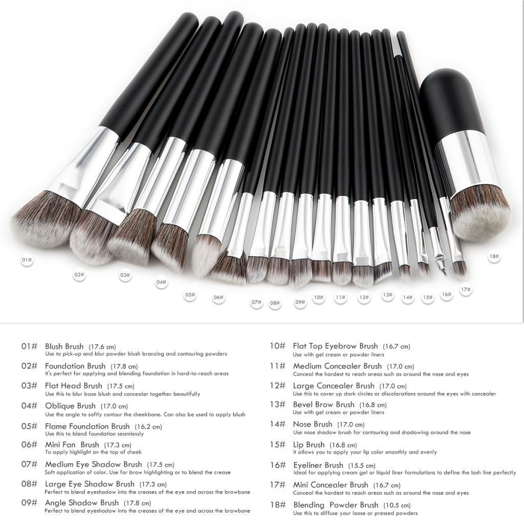 Set 18 Facial Powder Eyeshadow Lip Pro Makeup Blush Contour Cosmetic Brushes