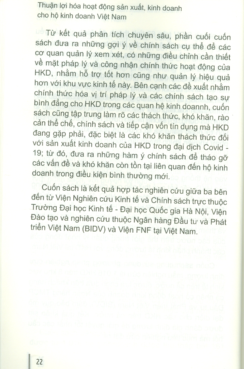 Thuận Lợi Hóa Hoạt Động Sản Xuất Kinh Doanh Cho Hộ Kinh Doanh Việt Nam (Sách tham khảo)