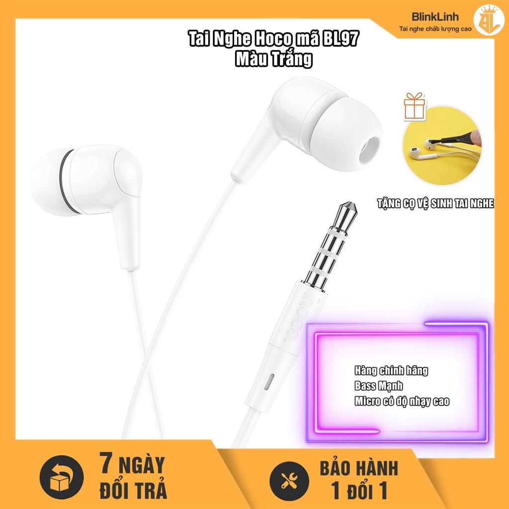 Tai nghe H.O.C.O có dây giá rẻ jack 3.5mm chân tròn, tai nghe màu trắng, màu đen,Tai nghe có mic giá rẻ