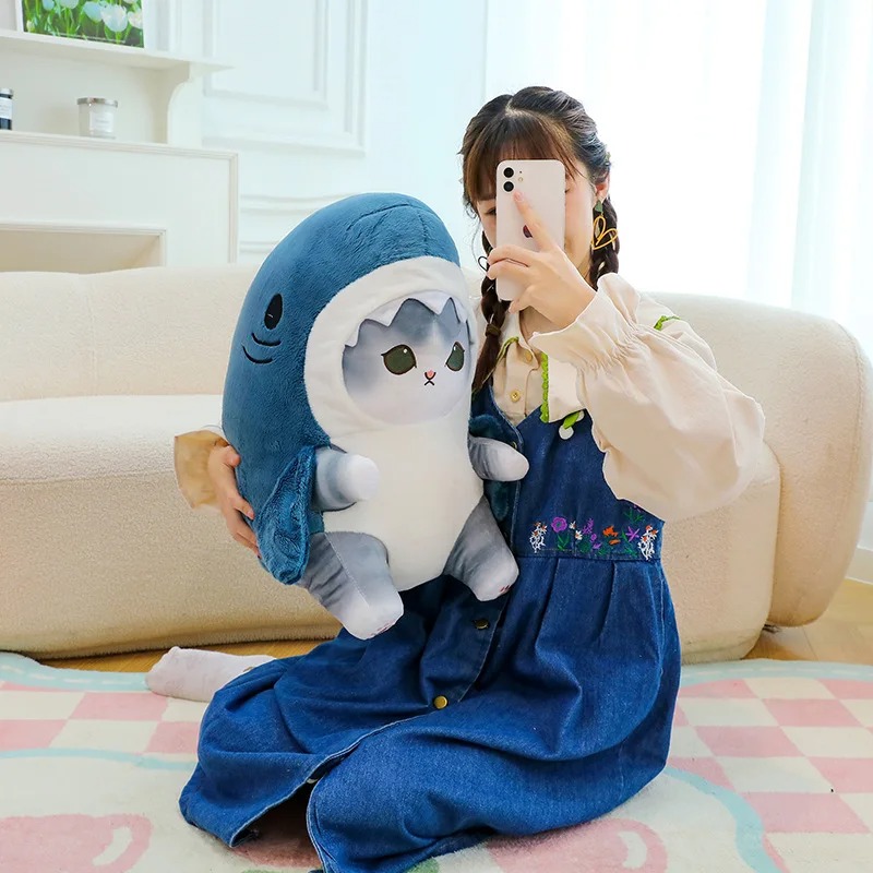 Thú nhồi bông mèo nốt cá mập đáng yêu - Size từ 33cm đến 40cm - Quà tặng gấu bông mèo cá mập đáng yêu