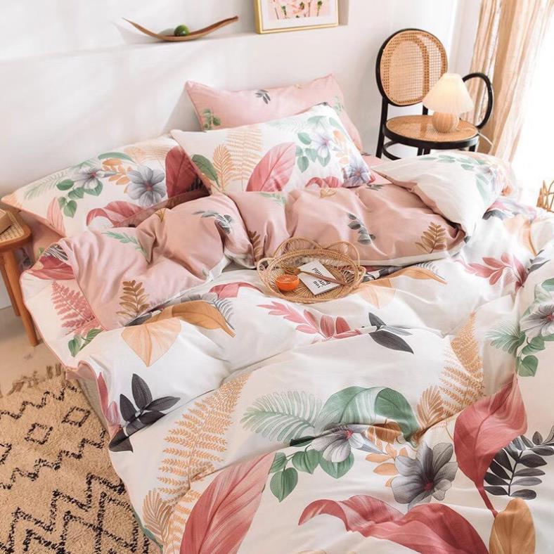 Bộ chăn ga gối cotton living - mẫu hoa bằng lăng