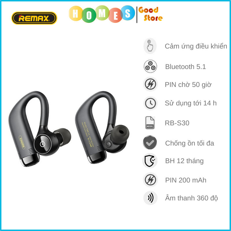 Tai Nghe Bluetooth Thể Thao REMAX TWS-13, Nghe Nhạc Tới 14 Giờ Liên Tục, Sạc 1.5 Giờ - Hàng Chính Hãng