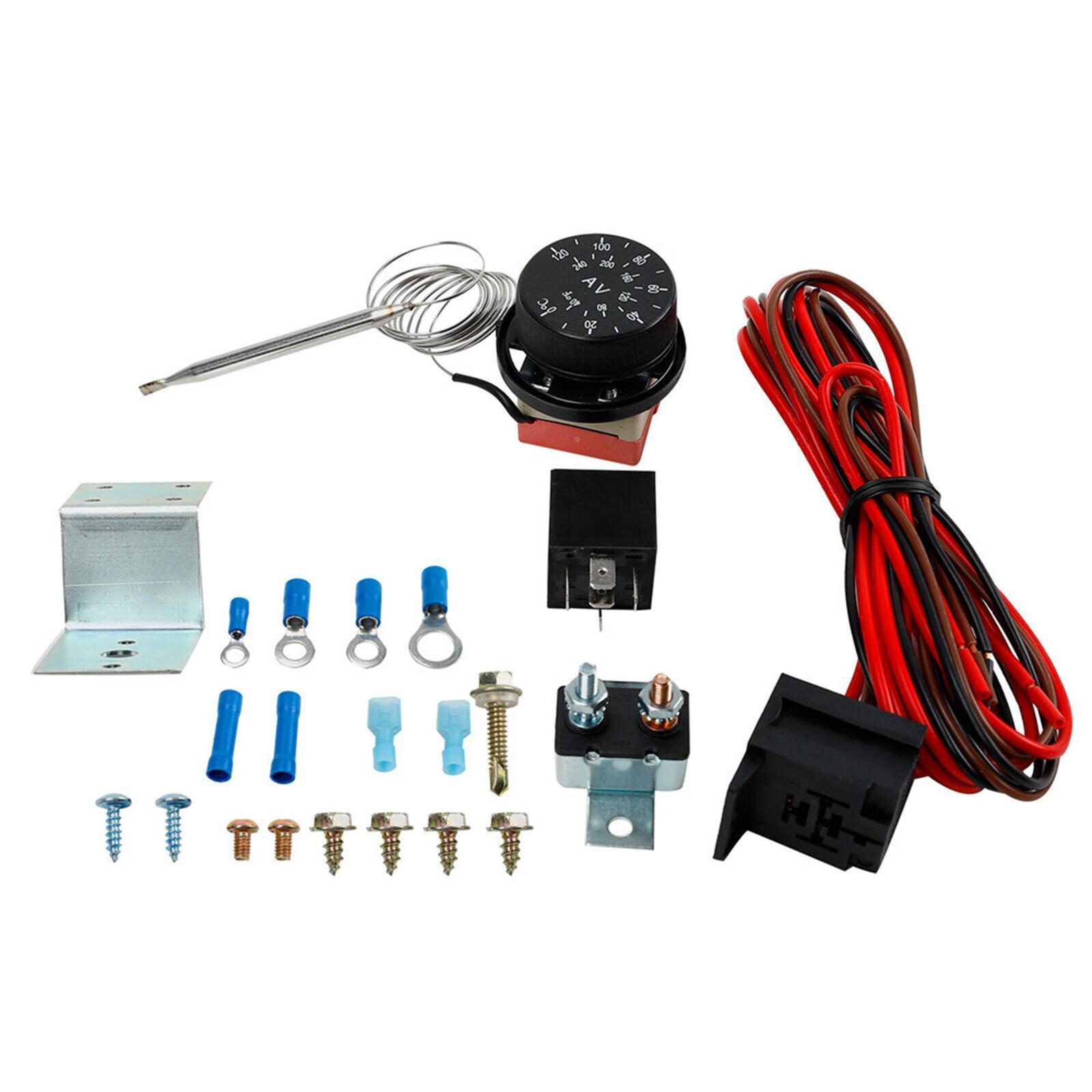 Electric 12V Fan Thermostat Control Relay Wire Harness Replaces