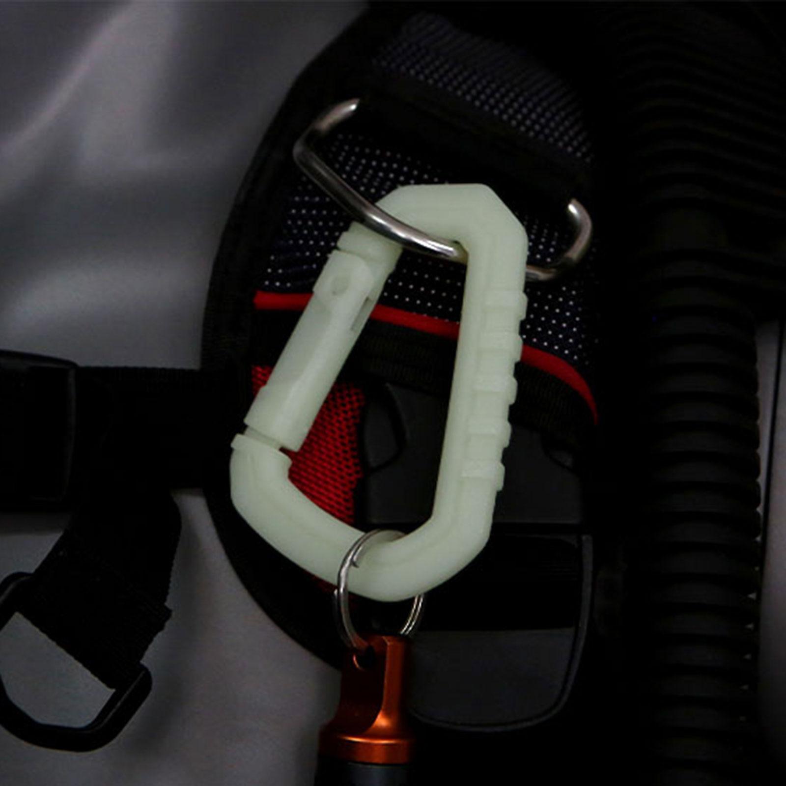 Diving Carabiner Clip Keychain Buckle D Equipment Snap Hooks Glow in The Dark Carabiner Hook for Key Chain, BCD Weight Belt, Boating, Fishing