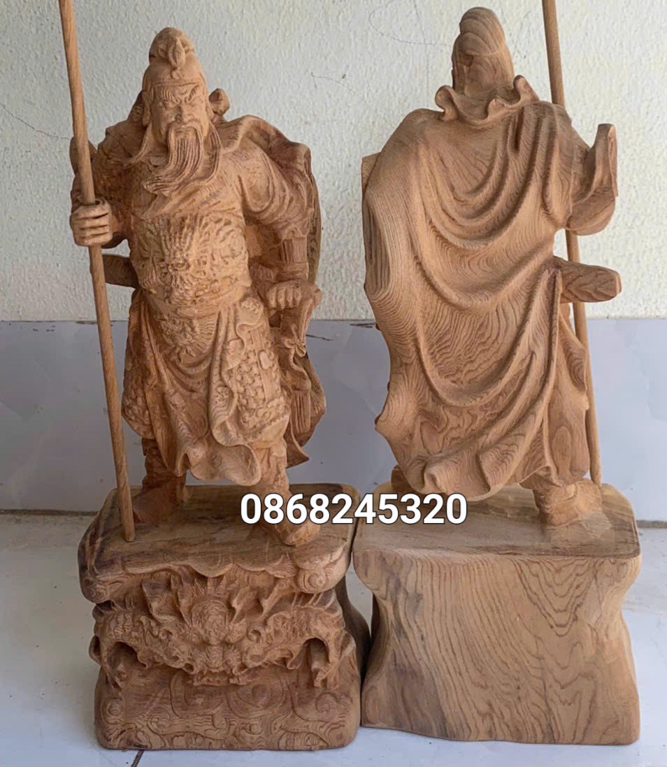 Tượng quan công trấn ải bằng gỗ ngọc am thơm nức kt cao 30×11×9cm