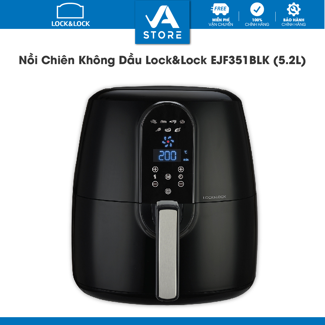 Nồi Chiên Không Dầu Lock&amp;Lock EJF351BLK (5.2L) (Đen) - Hàng chính hãng