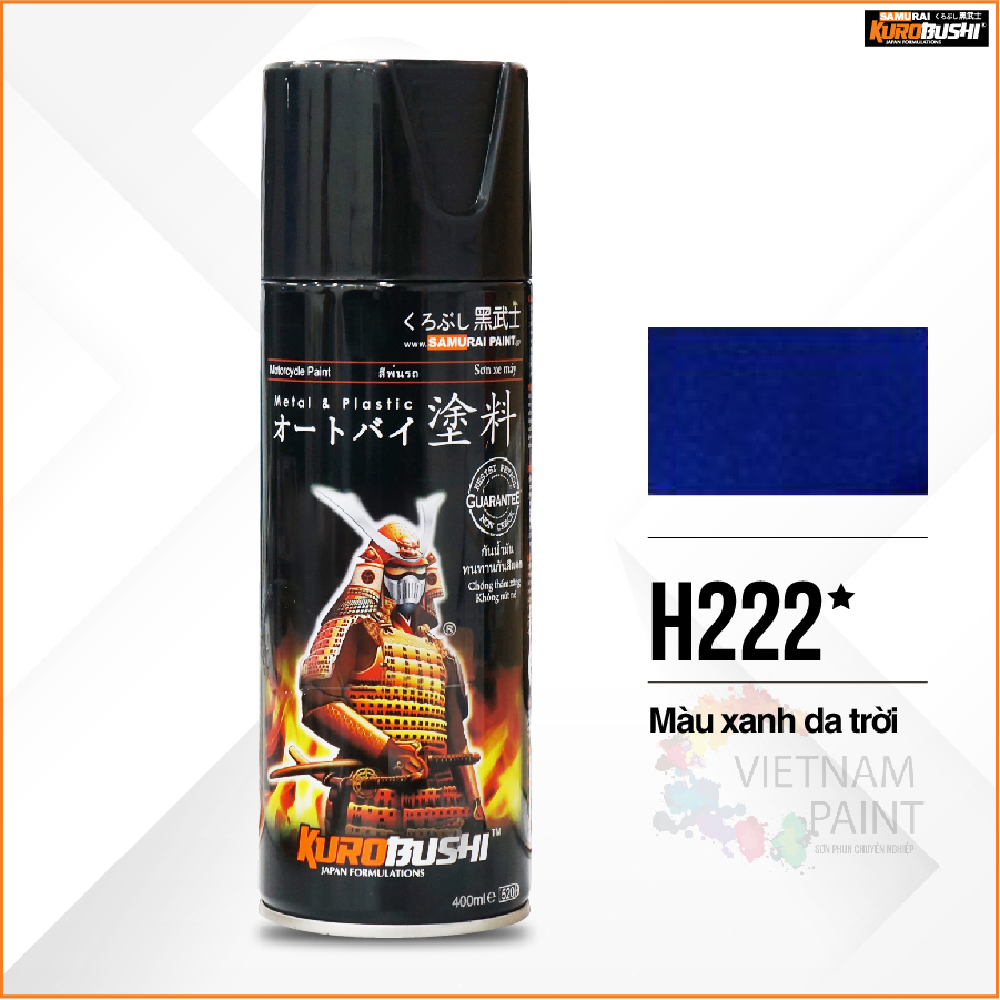 COMBO Sơn Samurai màu xanh da trời H222 gồm 4 chai đủ quy trình độ bền cao (Lót - Nền 102 - Màu H222 - Bóng )