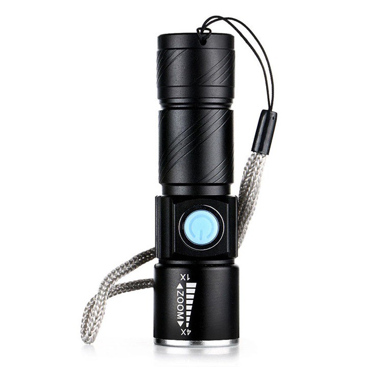 Đèn pin zoom mini siêu sáng đầu sạc USB - Chính hãng Henrysa