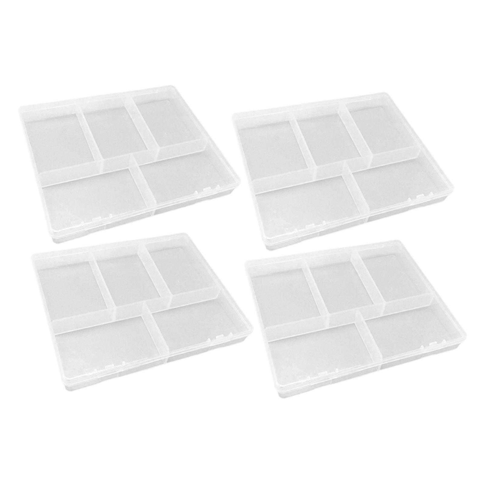 4 Pieces Small Plastic Storage Box 5 Grid for Tools Painting Accessories
