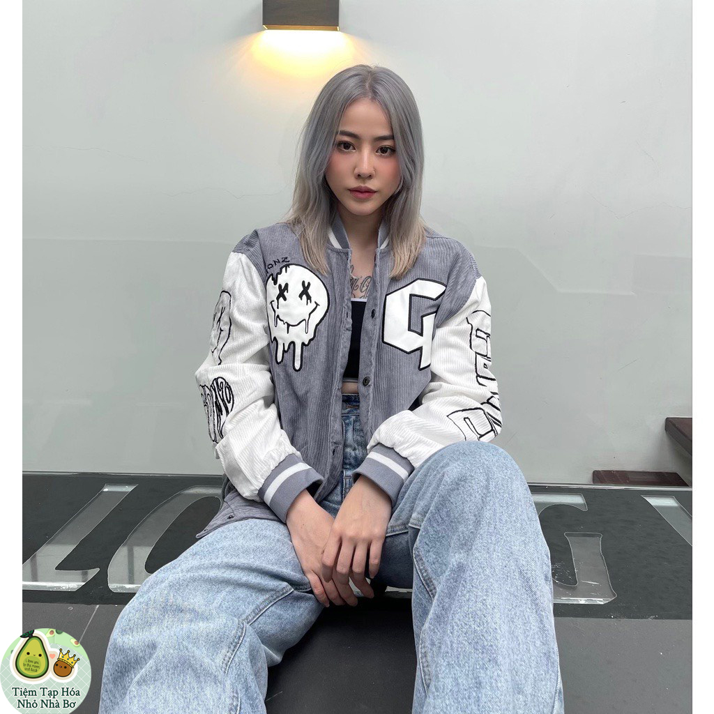 Áo Khoác Bomber Nhung Tăm Form rộng Unisex Freesize Áo Khoác Bóng Chày Gonz Siêu Hot Trendy AK01