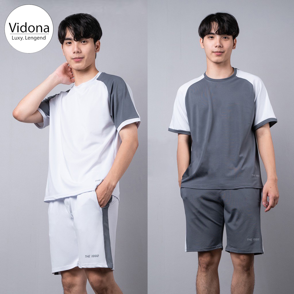 BỘ THỂ THAO NAM, QUẦN ÁO THỂ THAO CHẤT LIỆU COTTON CÁ SẤU, PHỐI 2 MÀU