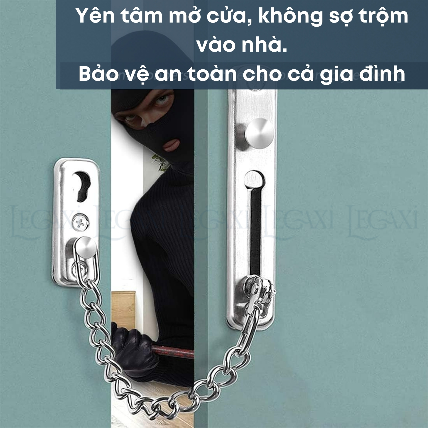 Chốt cửa dây xích, gài cửa chống trộm, khóa gài chặn cửa inox nhà ở, chung cư, phòng ngủ Legaxi